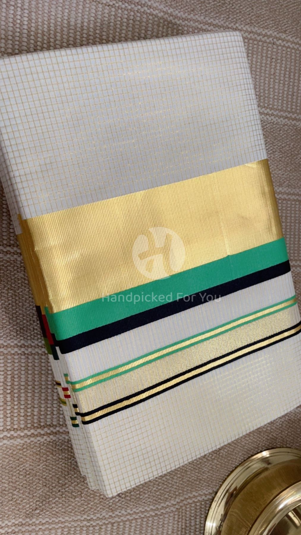 Premium Kerala Cotton Kasavu Saree with Dual Color Border