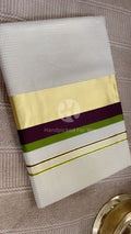 Premium Kerala Cotton Kasavu Saree with Dual Color Border