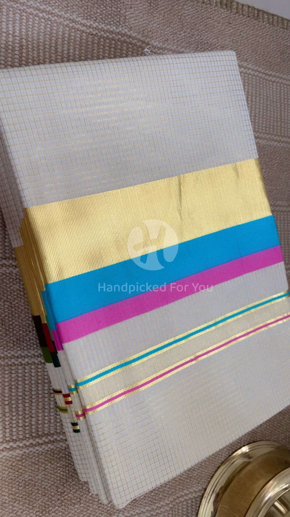 Premium Kerala Cotton Kasavu Saree with Dual Color Border