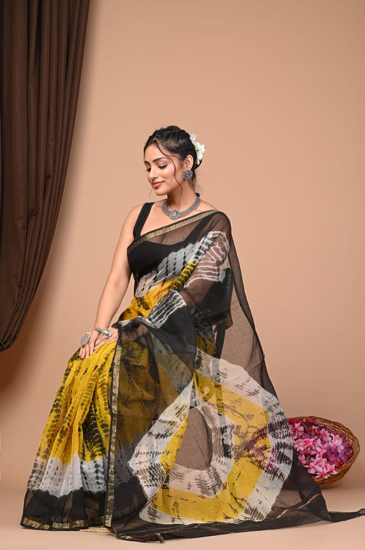 Pure Hand Block Printed Kota Doria Saree