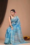 Pure Hand Block Printed Kota Doria Saree