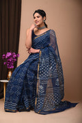 Pure Hand Block Printed Kota Doria Saree