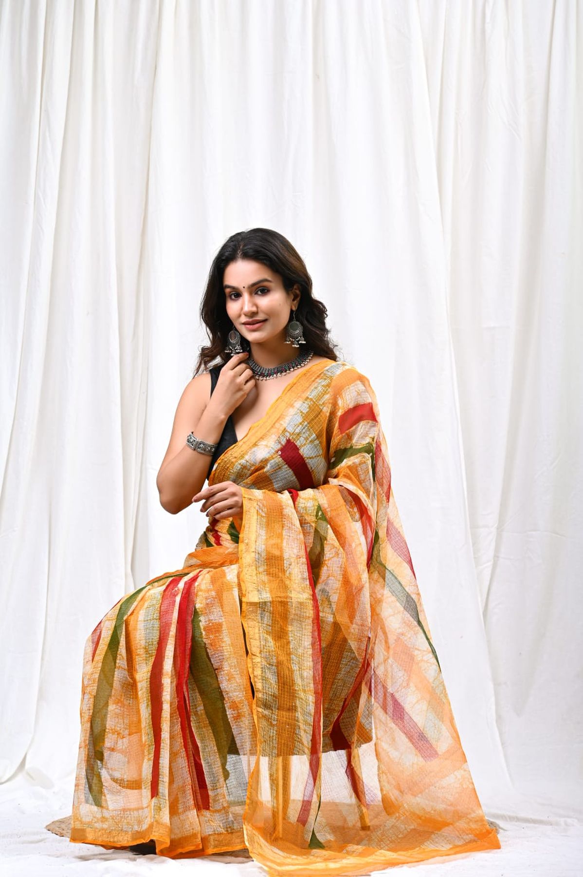 Pure Hand Block Printed Kota Doria Saree