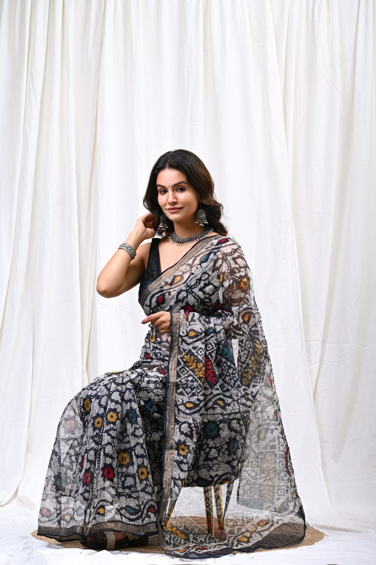 Pure Hand Block Printed Kota Doria Saree
