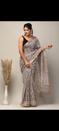 Pure Hand Block Printed Kota Doria Saree