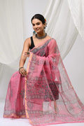 Pure Hand Block Printed Kota Doria Saree