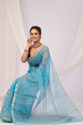 Pure Hand Block Printed Kota Doria Saree