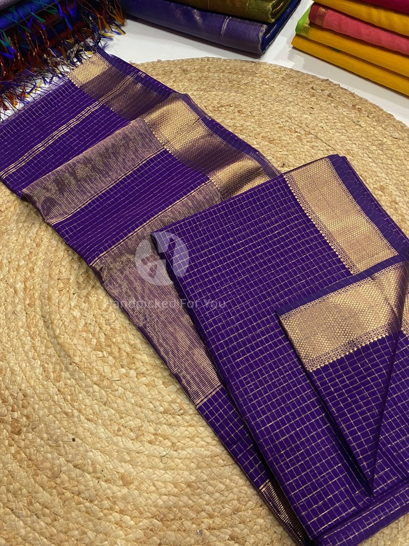 Maheshwari Silk Handloom Checks Saree