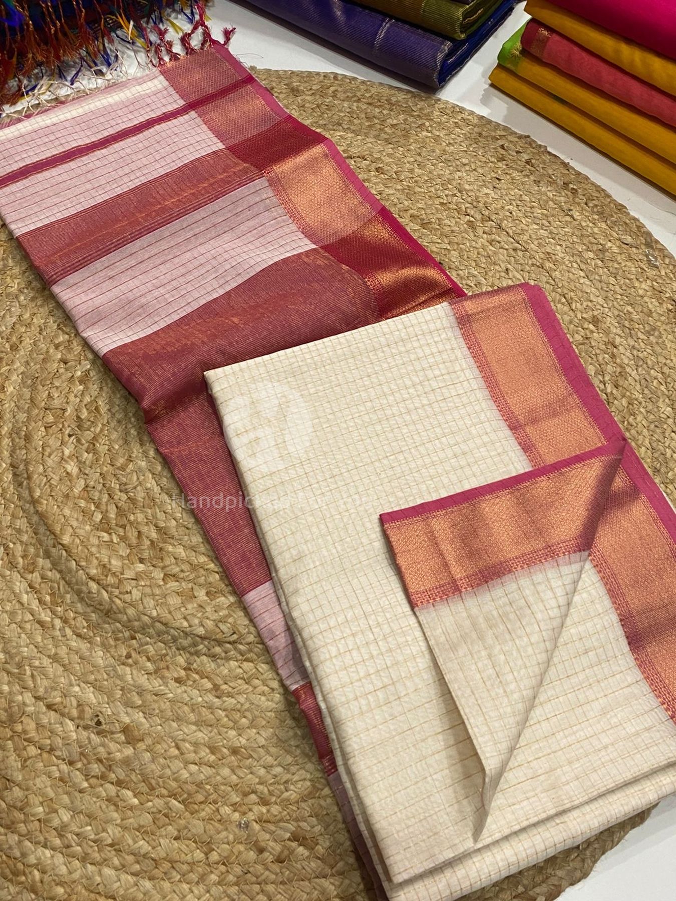 Maheshwari Silk Handloom Checks Saree