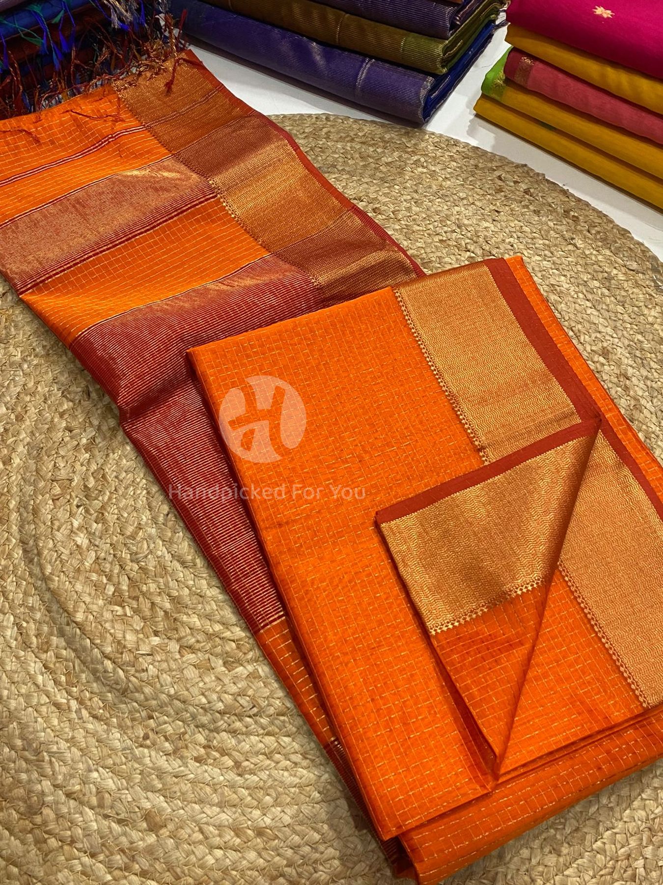 Maheshwari Silk Handloom Checks Saree