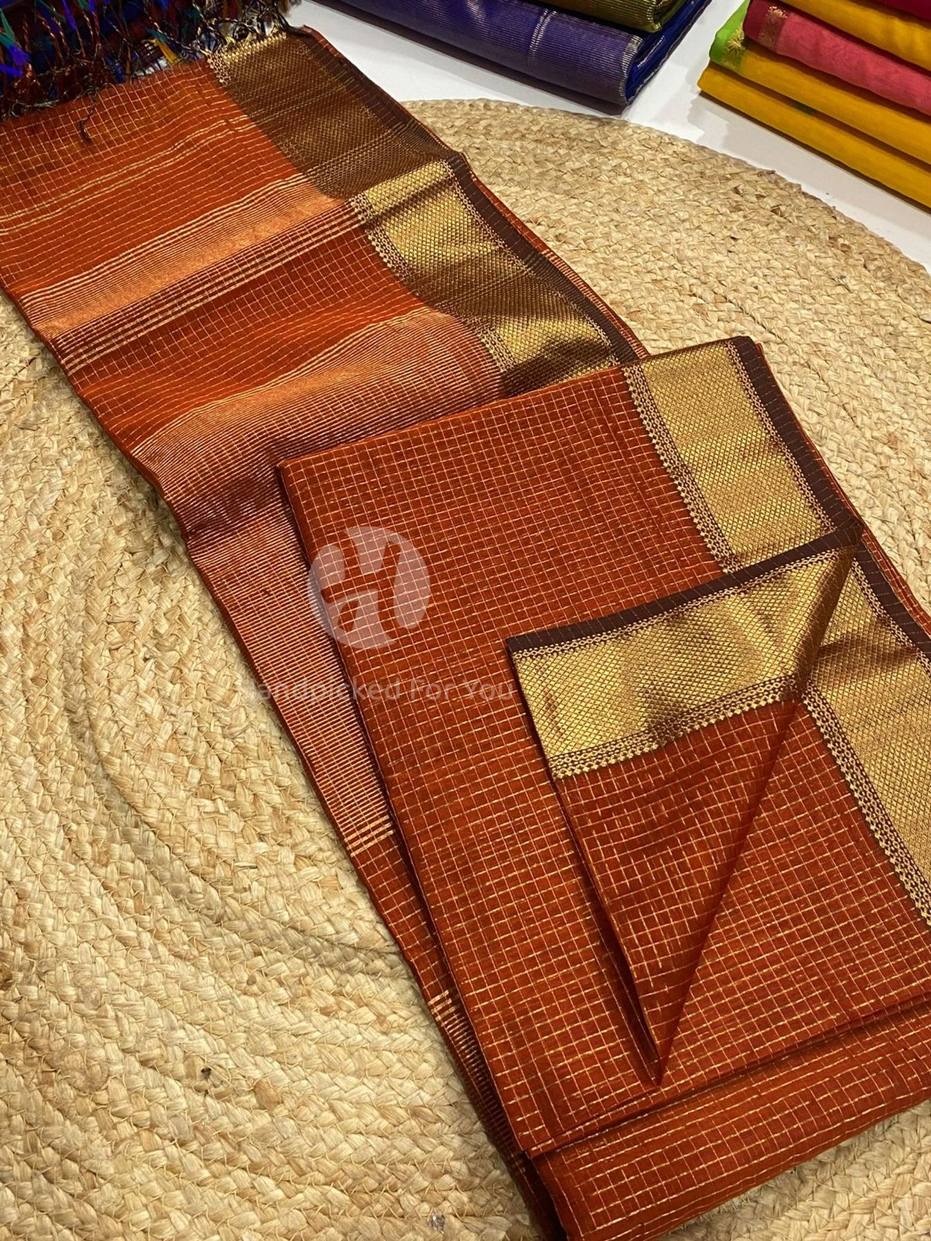 Maheshwari Silk Handloom Checks Saree