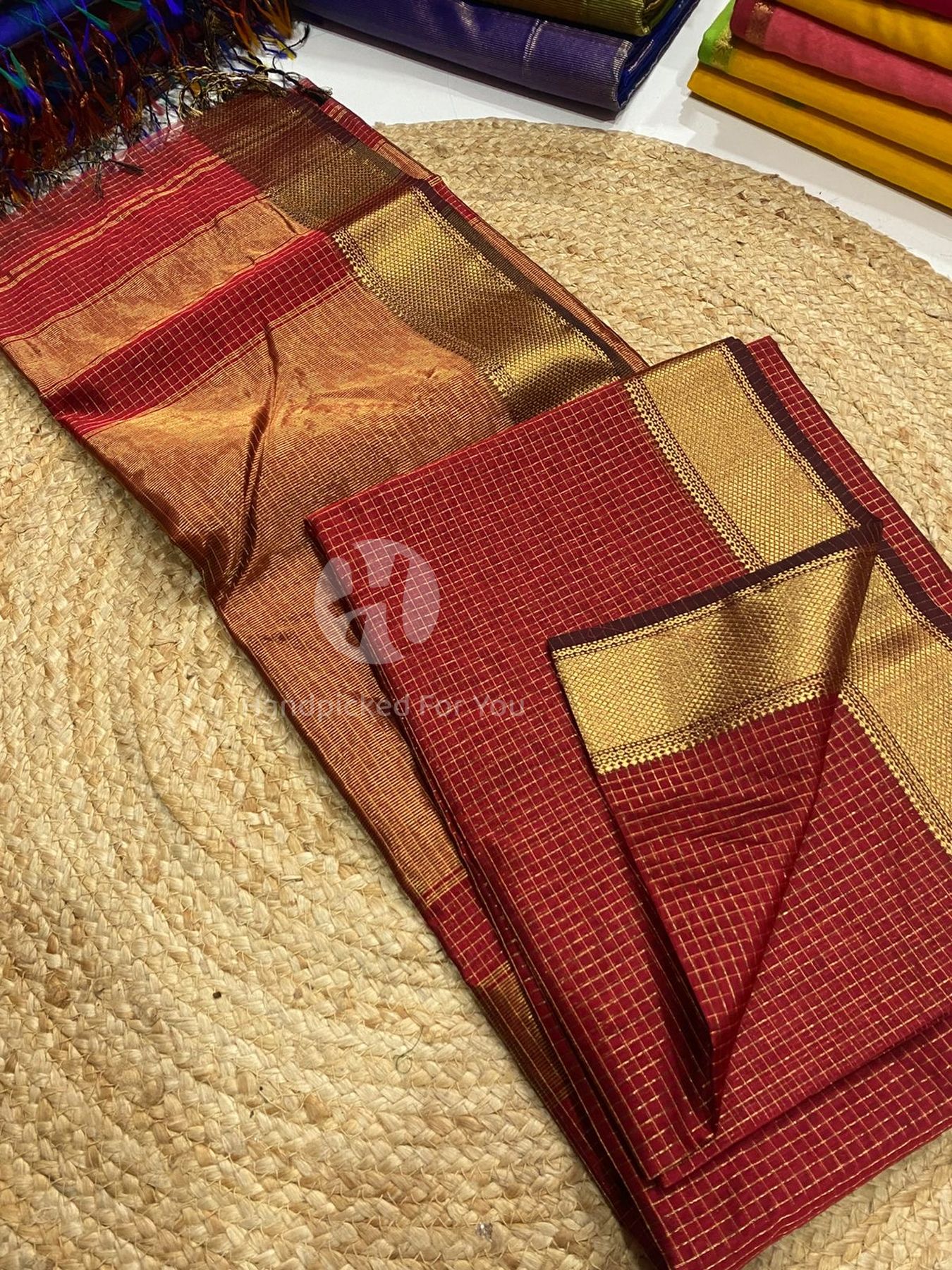 Maheshwari Silk Handloom Checks Saree