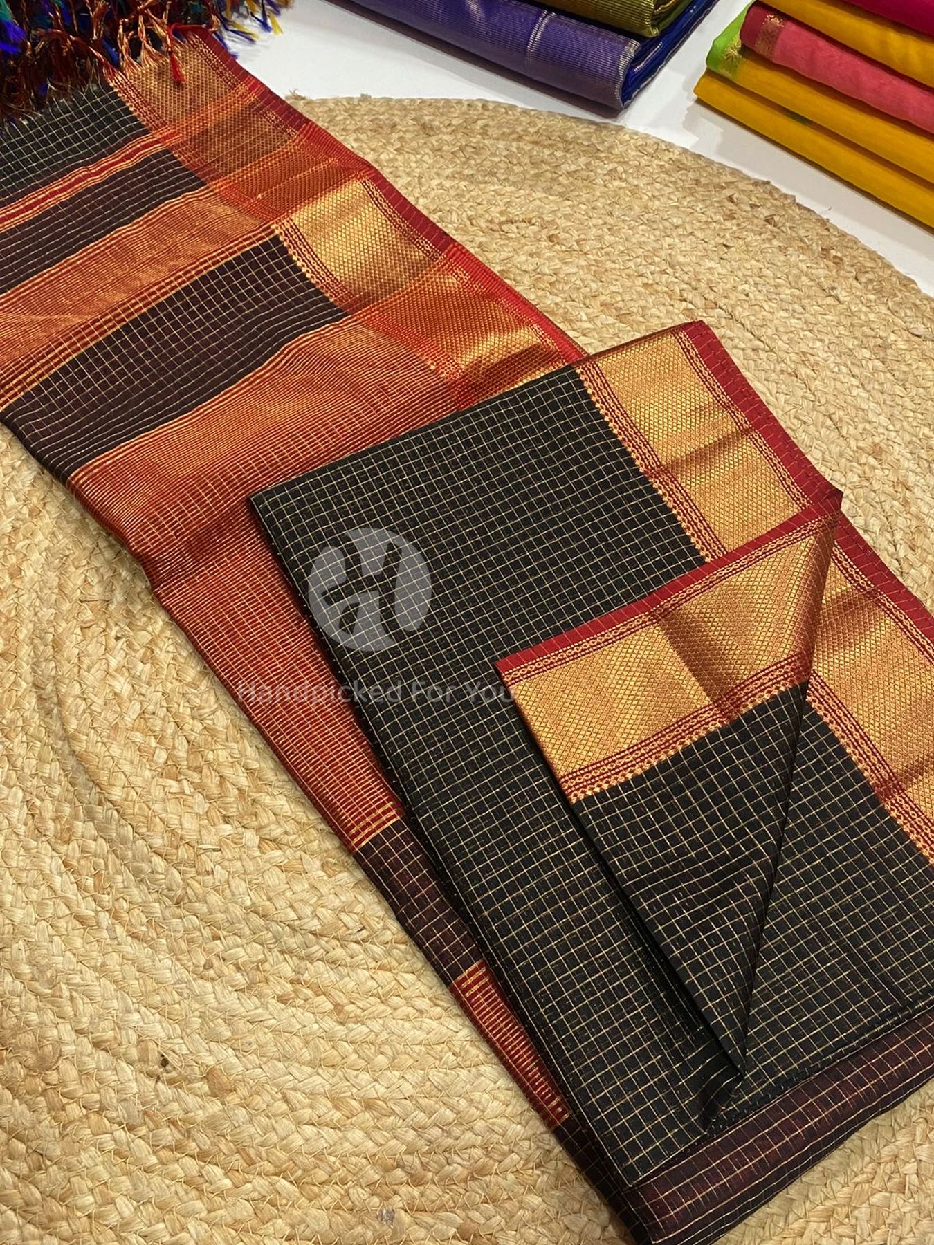 Maheshwari Silk Handloom Checks Saree