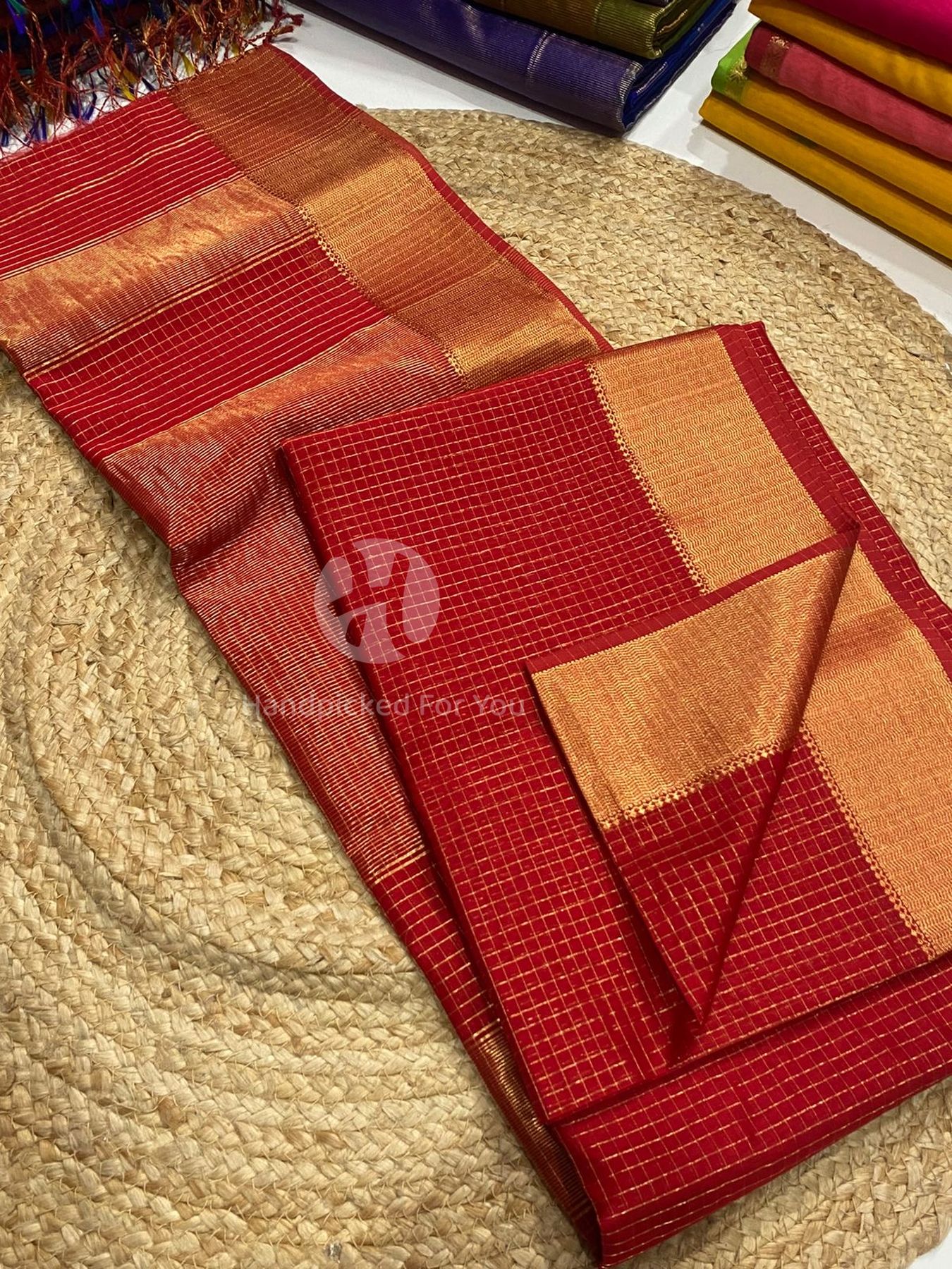 Maheshwari Silk Handloom Checks Saree