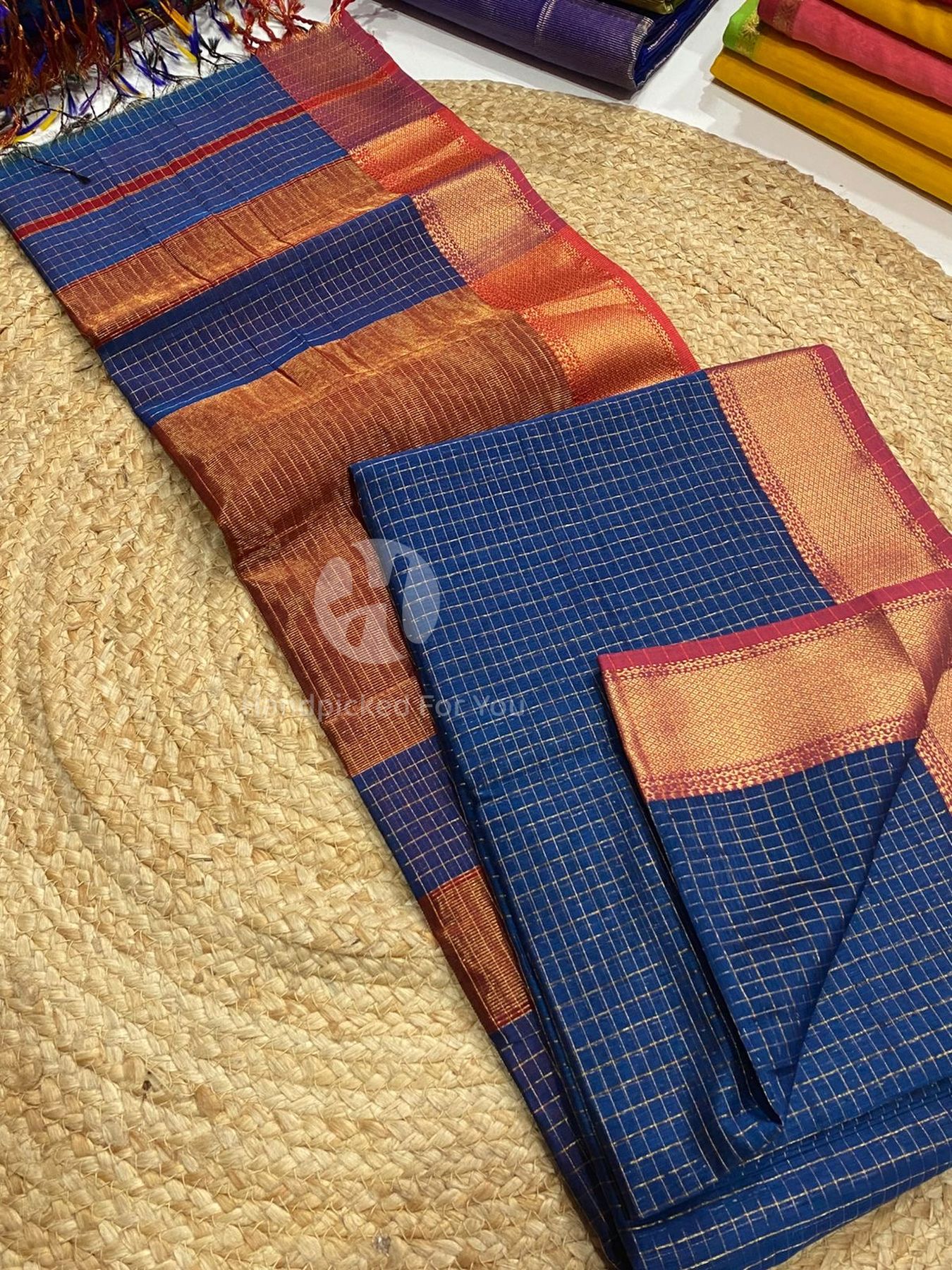Maheshwari Silk Handloom Checks Saree