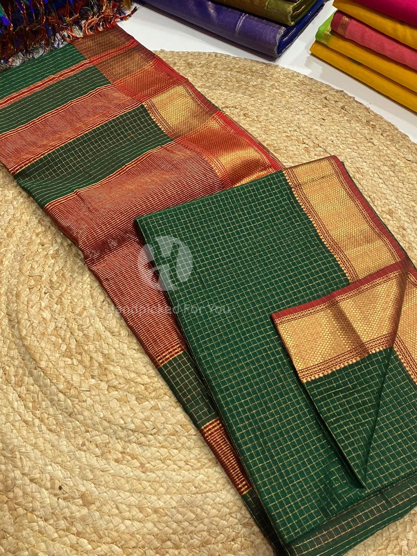 Maheshwari Silk Handloom Checks Saree
