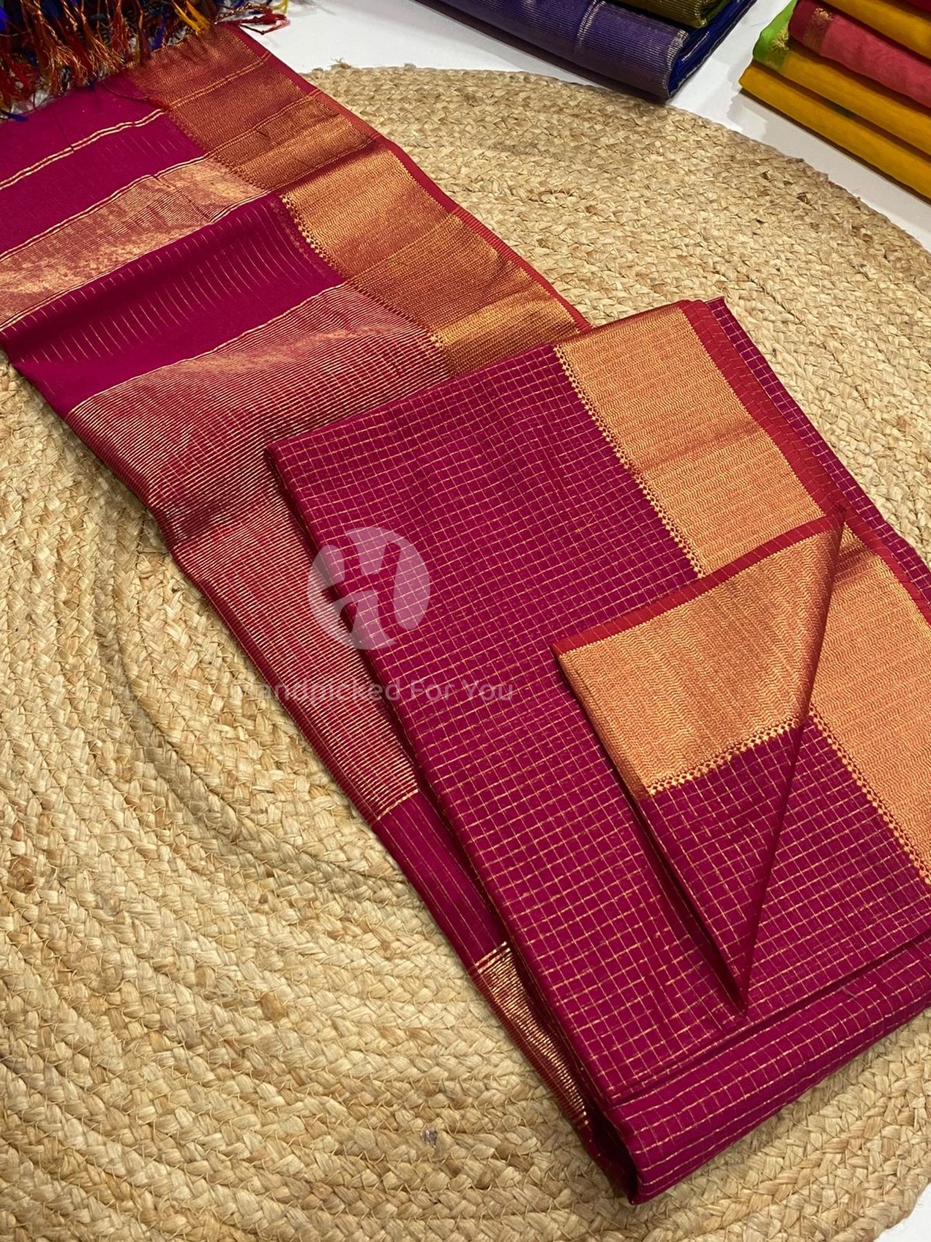 Maheshwari Silk Handloom Checks Saree