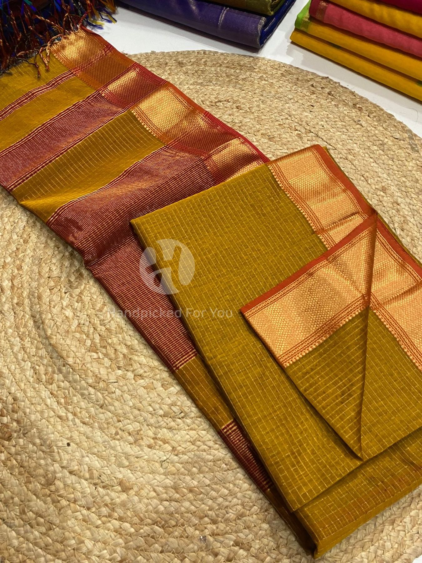 Maheshwari Silk Handloom Checks Saree