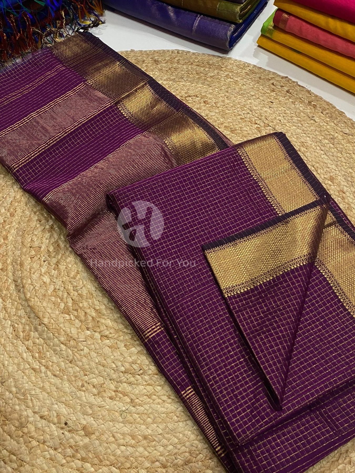 Maheshwari Silk Handloom Checks Saree