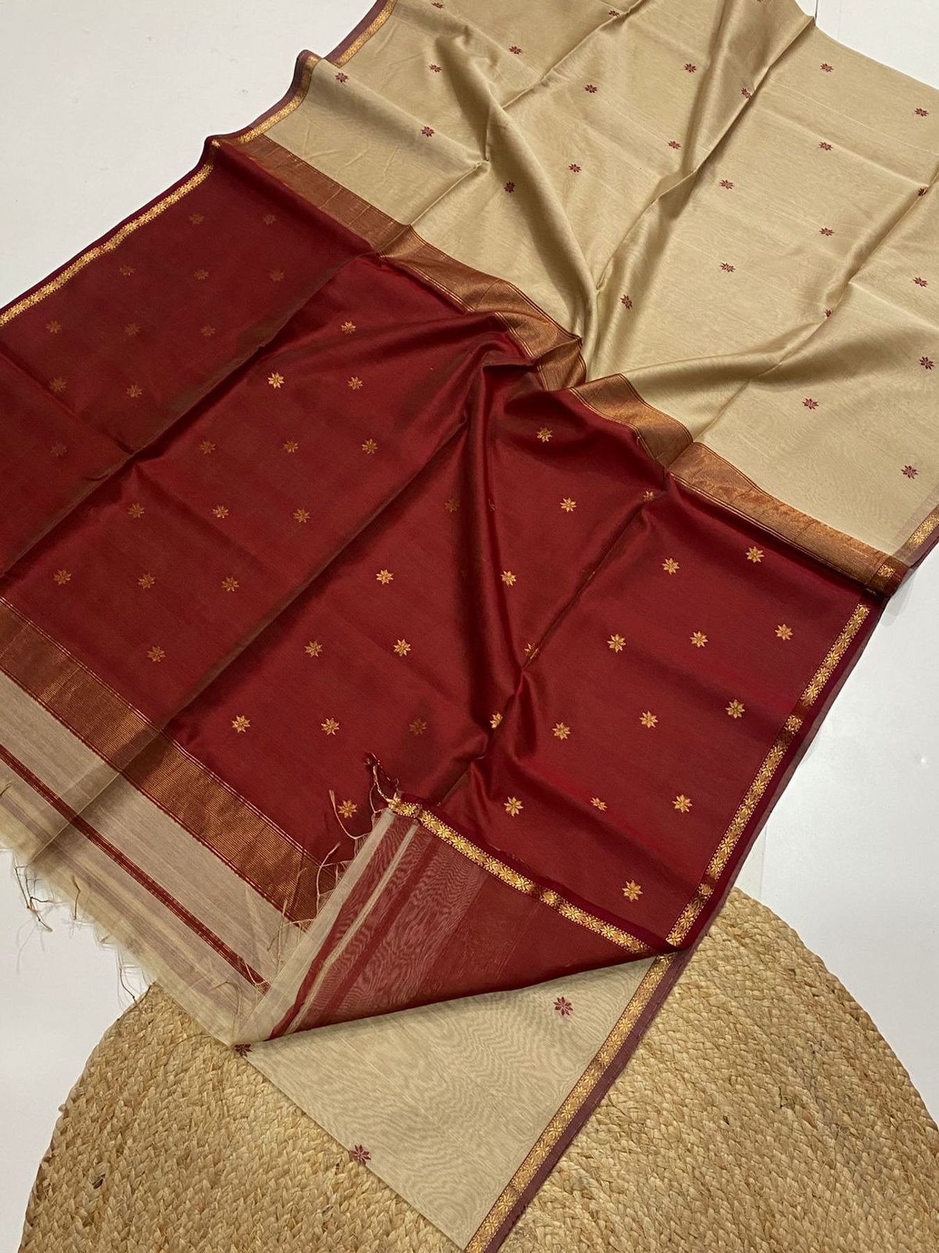 Pure Handloom Maheshwari Silk Saree  | Taara