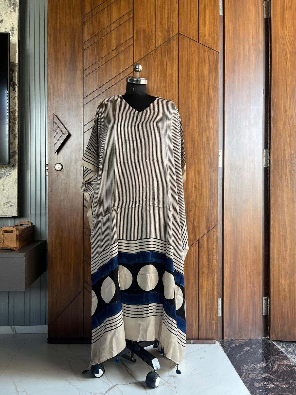 Pure handblock Modal Silk Ajrakh kaftan dress 2006