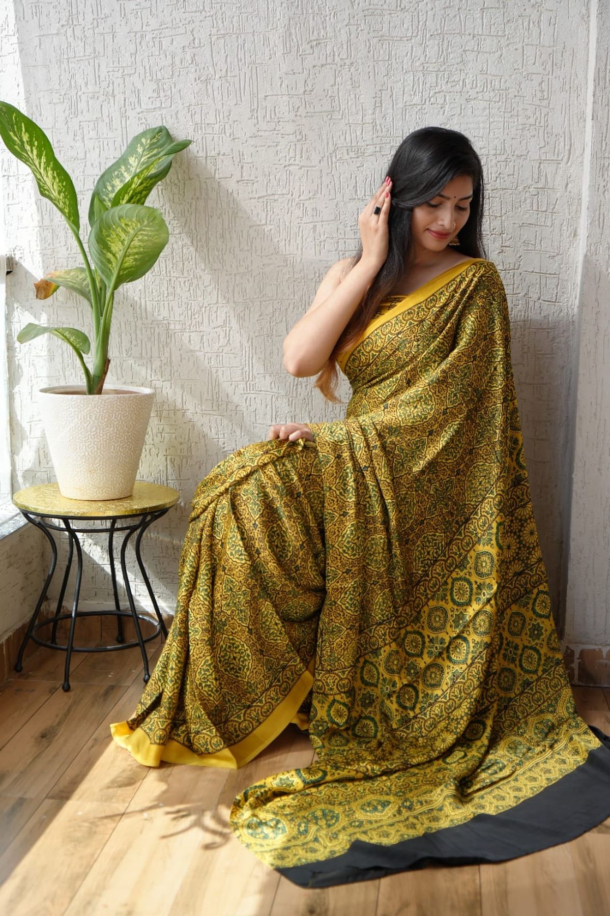 Modal Silk Ajrakh Saree | Aaradhya
