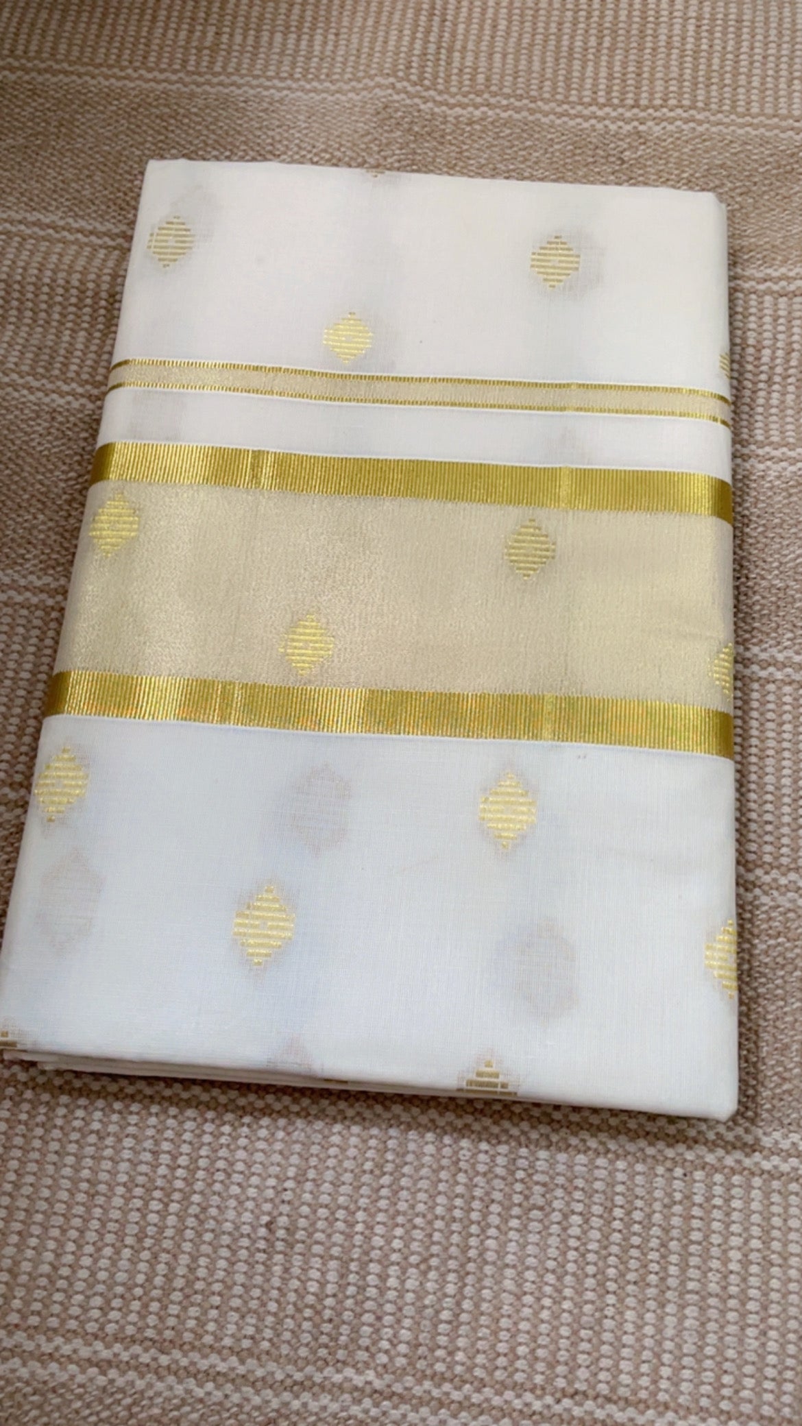 Premium Kerala Cotton Kasavu Saree with Full Body Motifs