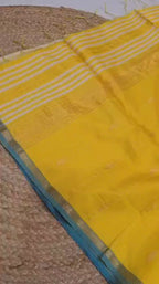 Yellow Maheshwari Silk Handloom Saree with Zari Border