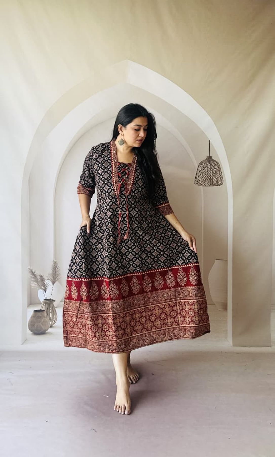 Ajrakh Hand Block Printed Cotton Dress