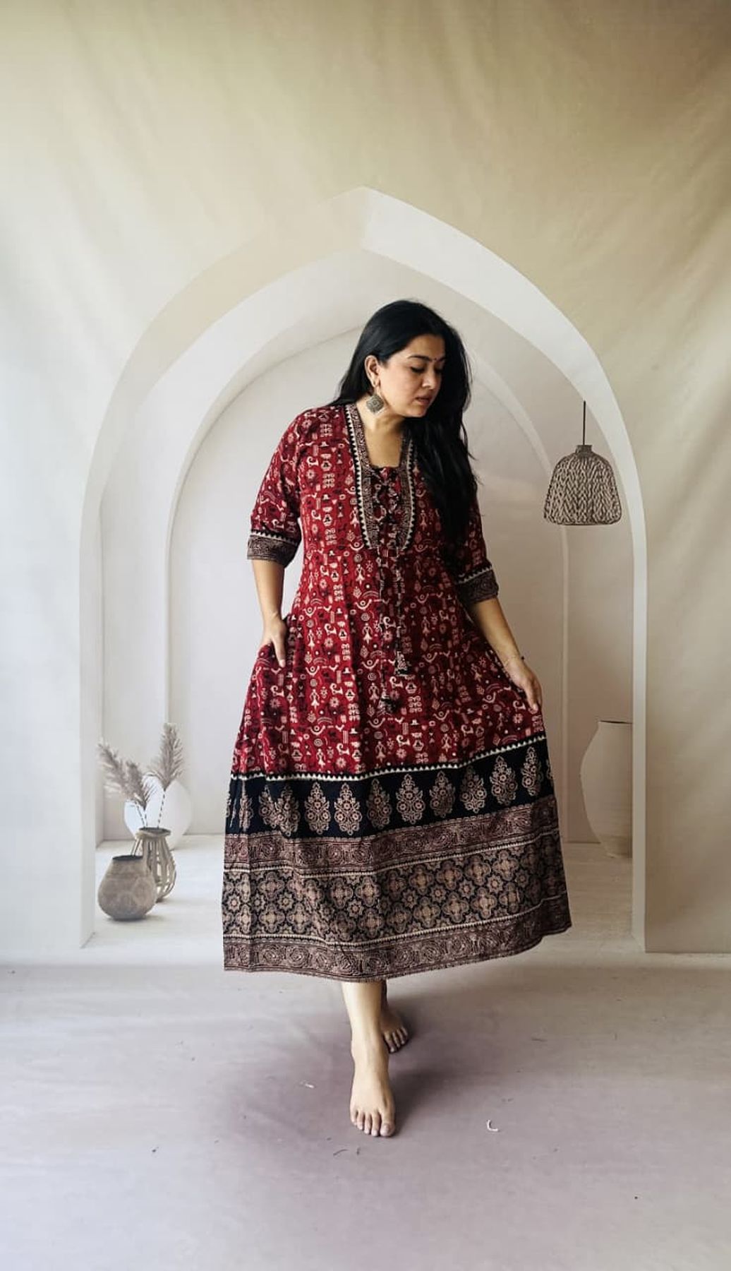 Ajrakh Hand Block Printed Cotton Dress