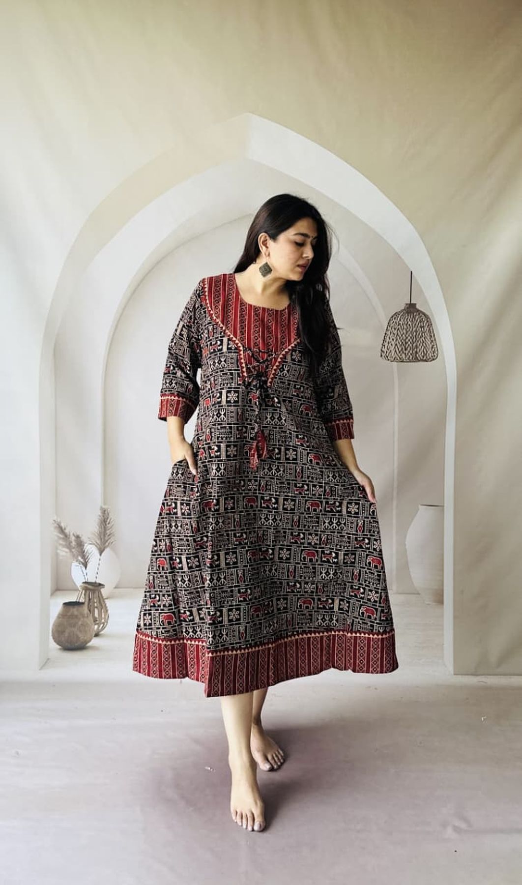 Ajrakh Hand Block Printed Cotton Dress