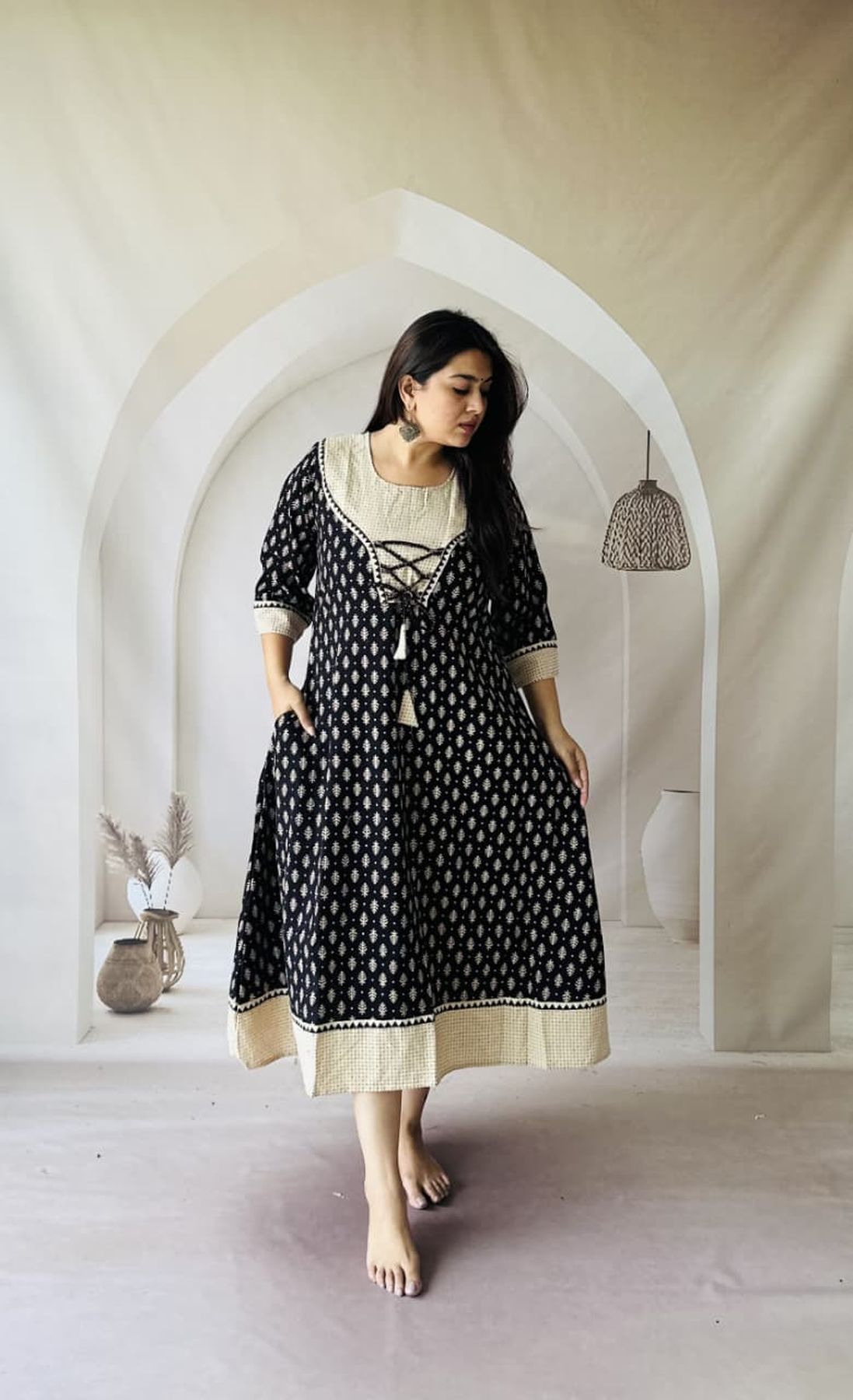 Ajrakh Hand Block Printed Cotton Dress
