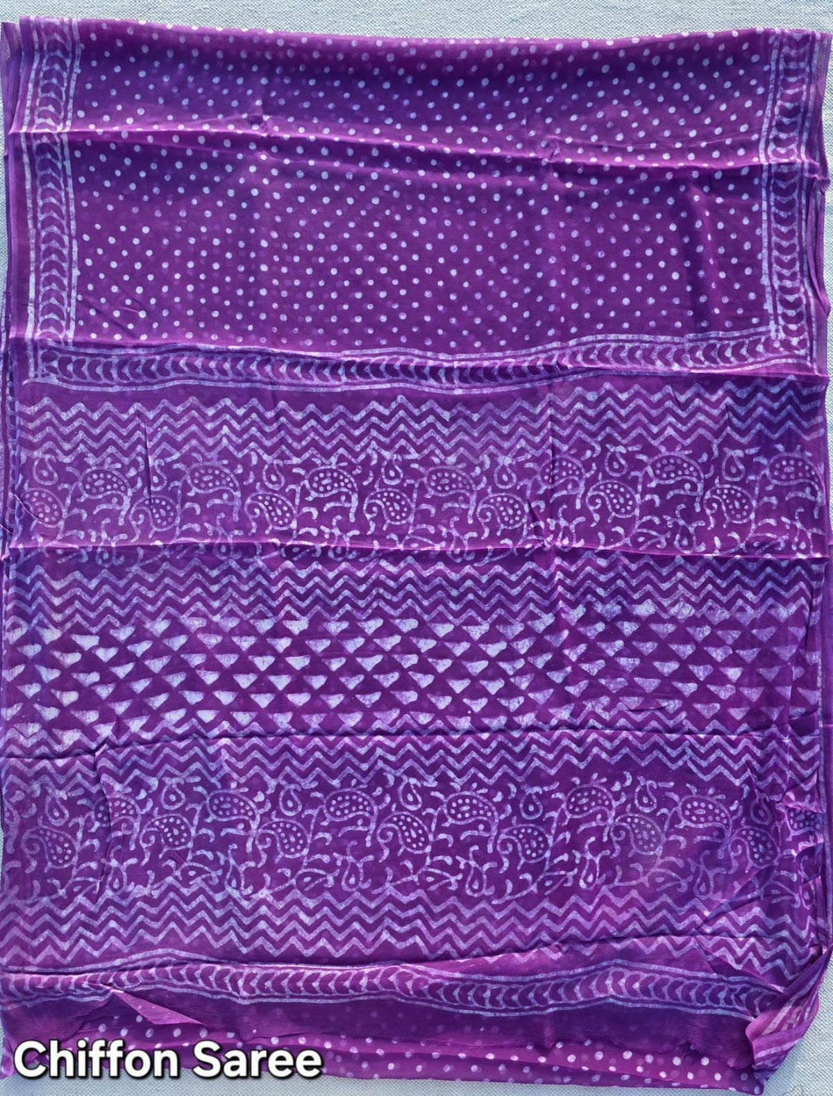 Premium hand-block printed pure chiffon saree design 23