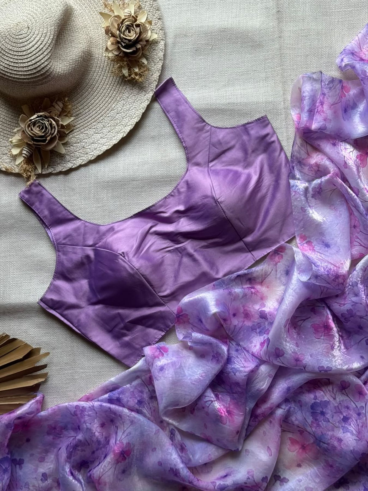 Premium floral digital print Space Silk saree with ready-made blouse - design 4