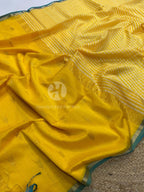 Yellow Maheshwari Silk Handloom Saree with Zari Border